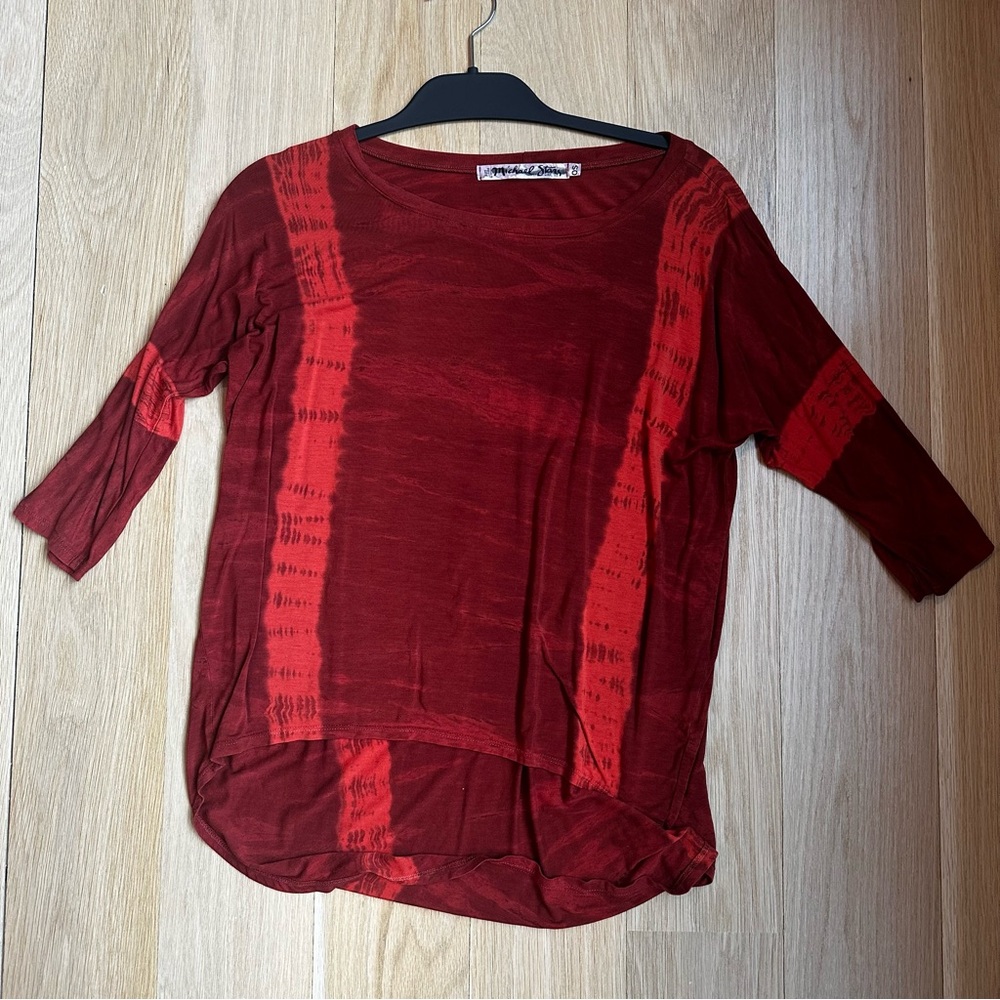 Michael Stars Burnt Orange Tie Dye 3/4 Sleeve Shirt